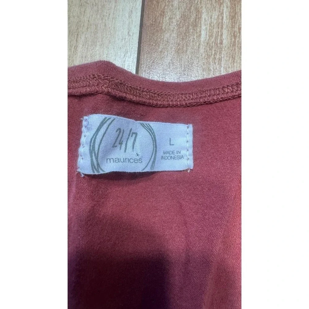 24/7‎ Womens Rust Color Twisted V Neck Short Sleeve Top Size L